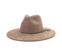 KIFSDLF Top Hat 9.5cm Wide Brim Fedora Men Women Autumn Winter Felt Jazz Hats Classic for Beach Party Outdoor(Brown)