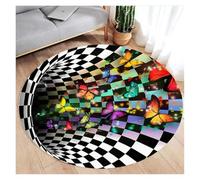 KIFSDLF Vortex Optical Illusion Round Rug,Non-Slip Area Carpet for Living Room, Bedroom, Short Plush Swirl Floor Mat Decor for Bedroom Living Room(Color7,Diameter 120cm(47in))