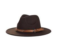 KIFSDLF Wool Fedora Hat Men Autumn Winter Wide Brim Jazz Cap Imitation Woolen Women Church Felt for Beach Party Outdoor(Color3)