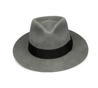 KIFSDLF Wool Felt Hat Men Fedora Big Size Raw Edge Brim Satin Lined for Beach Party Outdoor(Gray black band,55 cm)