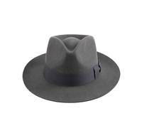 KIFSDLF Wool Felt Hat Men Fedora Big Size Raw Edge Brim Satin Lined for Beach Party Outdoor(Gray gray band,62 cm)