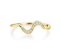 KIFUTENG Wave Ring, 925 Sterling Silver Ocean Wave Rings for Women, Cubic Zirconia, Up and Down Self-Remembering, High and Low Ring, Ideal Minimalism Jewelry, Metal, No Gemstone