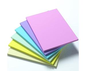 KIFZM 6 in x 8 in Creative Extra-Large Sticky Giant Pads,Pastel Harmonic Colors,203 mm x 152 mm,50 Sheets/Pad, 6 Pads for Drafts, Presentations, Workshops,Self-Adhesive Organization Tools