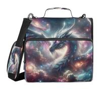 Kigai Galactic Dragon 3 Ring Zipper Binder with Handle & Shoulder Strap Trapper Keeper Expanding File Multiple Pockets Binder Organizer