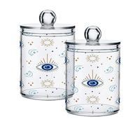 Kigai Magic Evil Eye 4PC Airtight Transparent Glass Storage Jar, Food Storage Container Glass, Can Store Candy, Salt, Coffee Beans, With lid, Easy To Use