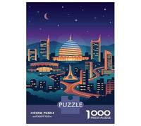Kigali Rwanda Skyline at Night 1000 Piece Jigsaw Puzzle, Historic Square Architecture, Thick Cardboard Pieces for Travel Lovers, Mindful Activity, Paper Board, 38x26cm/1000pcs