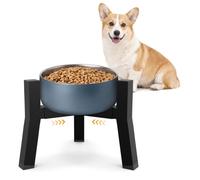 Kigaro Adjustable Metal Single Elevated Dog Bowl Stand, Lifted Holder Black