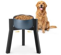Kigaro Adjustable Metal Single Elevated Dog Bowl Stand, Lifted Holder Black