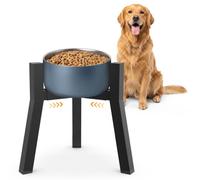 Kigaro Adjustable Metal Single Elevated Dog Bowl Stand, Lifted Holder Black