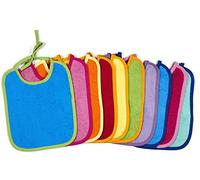 KiGATEX 10 Pack 100% Cotton Baby Bibs - Adjustable, Absorbent, Oeko-Tex Certified, Unisex, Multicoloured, 30x40cm