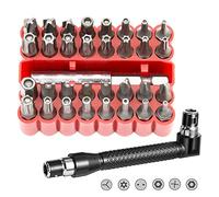 Kigauru 34 Piece Security Bit Set S2 Alloy Steel Magnetic Security Tamper Proof Bit 1/4 Inch Hex Shank Impact Driver Bit Set 25mm/1 Inch Length with Hex Bit Holder + Double-Headed L-Shaped Socket