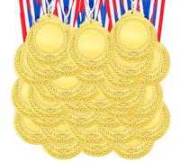 Kigeli 100 Pcs Blank Award Medals with Neck Ribbons Design Your Own Medals Kit Participation Trophy Metal Winner Award Prize for Kids Adults Sports School (Gold)
