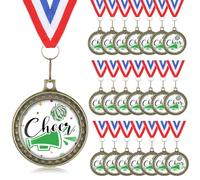Kigeli 12/24Pcs Cheer Award Medals Bulk Cheerleading Trophy Prize Cheer Team Gift for Baseball Volleyball Softball Football Competitions Participation Winner Gifts(24 Pcs,Green)