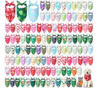 Kigeli 120 Pcs Holiday Dog Bandanas Bulk Valentine's Day Bandana for Dogs St. Patrick's Day Easter Holiday Puppy Scarf Set Triangle Pet Bibs for Small Medium Large Puppy Cats(31.5 x 21.7 x 21.7 in)