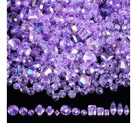Kigeli 1280 Pcs Glass Beads Bulk Assorted Crystal Beads for Jewelry Making Faceted Teardrop Rondelle Briolette for DIY Crafts Necklace Wristband Earring Kit(Classic,Purple)