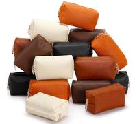 Kigeli 15 Pcs Aesthetic Makeup Bags PU Leather Cosmetic Pouches Waterproof Plain Toiletry Bags Makeup Pouches Bulk for Women Party Gift Travel Storage Organizer, mixed color