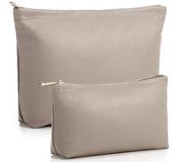 Kigeli 2 Pcs Small Makeup Bag for Purse PU Leather Make up Pouch for Women Aesthetic Preppy Cosmetic Travel Toiletry Bag Small Organizer Emergency Pouch for Women Christmas Gift, Flesh-colored