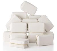 Kigeli 20 Pcs Small Makeup Bag Bulk Pu Leather Cosmetic Bags With Zipper Preppy Makeup Pouches for Women Bachelorette Party Gift Travel Storage Organizer, White