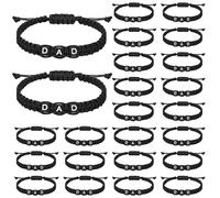 Kigeli 24 Pcs Father's Day Bracelets Gifts Letter Initial Dad Bracelet Adjustable Handmade Rope Braided Bracelets for Men Father's Day Church Gifts