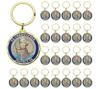 Kigeli 24 Pcs St Christopher Keychains Catholic Patron Saint of Travelers Prayer Coin Keychains Saint Christopher Protect Us Gifts for Parent, Family, Friend Travel Souvenir