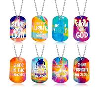Kigeli 24 Pcs Vbs Dog Tag Necklace Acrylic Dog Tags with Metal Beaded 2026 Chain Encourage Sunday School Church Motivational Gift for Christian Vbs Party Decoration