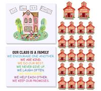 Kigeli 24 Sets Back to School Gifts for Students from Teachers Include Our Class Is a Family Enamel Pins Greeting Cards with Bags Cute Lapel Pins for First Day of School Classroom Exchange Gifts