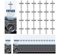 Kigeli 24 Sets Religious Father's Gifts Cross Lapel Pin with Bookmarks Bulk Christian Cross Pins Christian Gift for Father's Day Men Dad Pastor Husband Church Supplies