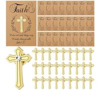 Kigeli 25 Set Faith Cross First Communion Lapel Pins with Gift Card Gold Enamel Pins Bulk Minister Catholic Religious of Holy Communion Pin Christian Inspirational Lapel Pin for Women Gifts
