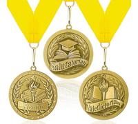 Kigeli 3 Pcs Graduation Award Medals Valedictorian Salutatorian Honor Award Medal with Neck Ribbon Graduation Medallion Trophy Prize Gift for School Education Academics Celebration Recognition Party
