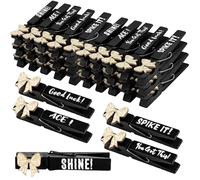 Kigeli 30 Pcs Spirit Clips Cheer Pins Cheerleader Gifts Clothes Pins for Team Cheer Gifts Stuff Party Favors Supplies Accessories Bulk for Backpacks Competition Glitter, 7.3 x 1 cm / 2.9 x 0.4 inch