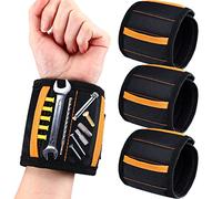Kigeli 4 Pcs Men Magnetic Wristband Gifts Holding Screws Men Adjustable Tools Holder Belt with 15 Strong Magnets Tool Christmas Birthday Gift for Dad Husband Handyman Grandpa