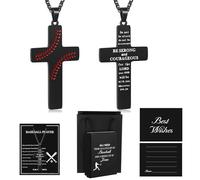 Kigeli 5 Pcs Cross Necklace Set for Men, Fathers Day Dad Gifts, Cross Pendant Chain Inspirational Bible Verse Religious Gift, 18 Inches/ 45 cm, rhinestone, titanium, Created Topaz