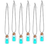 Kigeli 6 Pcs Halloween Necklace Ghost in a Bottle Pendant the Adopt a Ghost Glow in Dark Necklace Gift for Women Men, 4.5 x 2 cm, resin, glass, wood, Abalone