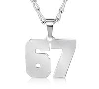 Kigeli 67 Meme Themed Necklace Chains Men Stainless Steel Sports Number Chain Viral 6-7 Merchandise for for Meme Lovers Sports Gifts