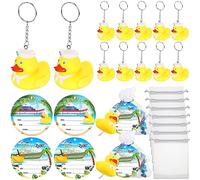 Kigeli 72 Pcs Duck Tag Cruise Kits Includes 24 Cruising Rubber Duck Keychains 24 Duck Tags 24 Organza Bags for Ducking Game Cruise Ships Hiding Carnival Sailing Party Favor Supplies