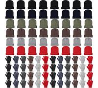 Kigeli 96 Pcs Kids Winter Beanies and Gloves Set Warm Cold Weather Hats Unisex Bulk Pack Donation Charity Care Bundle Warm Cozy Gift for Boys Girls Children School Outdoors Multicolor, Multicolor, One