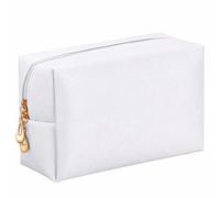 Kigeli Aesthetic Makeup Bags PU Leather Cosmetic Pouches Waterproof Plain Toiletry Bags Makeup Pouches Bulk for Women Party Gift Travel Storage Organizer, White, 7.1 X 2.8 X 4.3 Inches, Minimalist