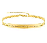 Kigeli Back to School Inspirational Bracelet Funny Engraved Bangle Have Fun Go to Class Call Your Mom Cuff for Girl College Students Graduation Gift, about 0.24 inch/ 6 mm in width, Stainless Steel