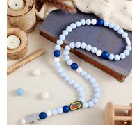 Kigeli Baptism Silicone Rosary God Blessing First Rosary Catholic Cross Necklace Baby Shower Baptism Party Delivery for Baby Shower Christian Communion Gifts