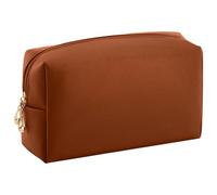 Kigeli Leather Makeup Bag PU Leather Cosmetic Pouch Wide-open Waterproof Toiletry Organizer with Dividers Travel Bag Birthday Christmas Gifts for Women Friend Sister Daughter Coworker BFF, Brown