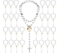 Kigeli Sublimation Blanks Necklace Sublimation Rosary Blanks Prayer Beads Necklace Heat Transfer Rosaries Photo Necklaces for Baptism Women Catholic Gifts DIY Jewelry Making (36 Pcs)