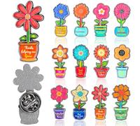 Kigeli Teacher Appreciation Gift Bulk Teachers Flower Lapel Pin Appreciation Thank You for Helping Me Grow Gift for Graduation Back to School Teacher's Day Party Accessories (24 Pcs)