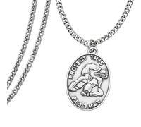 Kigeli Wrestler Medal Saint Sebastian Medal Necklace 1 x 0.75 Inch Alloy Oval Patron Sports Necklace Wrestling Gift for Athletes with 22 Inches Stainless Steel Chain