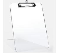 Kiggos Clear Acrylic Transparent Clipboard 12.5” x 9” Durable Plastic Clipboards with Low Profile Metal Clip Board Holds 100 Sheets for Classroom Office Teachers Students & Home Kids