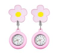 Kighdel 2-Piece Retractable Nurse Watch, Pink, Digital, Clip-on, Quartz, Water-Resistant, Suitable for Nurses, Doctors, Students