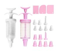 Kighdel 2 Set Piping Kit Icing Piping Kit Cake Piping Kit Piping Set Icing Syringe and Nozzles Set Baking Supplies Frosting Tools and A Pink Scraper Set of Three A Great Gift for Baking Enthusiasts
