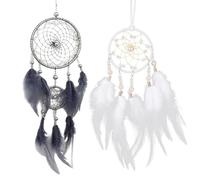 Kighdel 2PCS Dream Catcher Kit, Dream Catcher for Girls & Boys, Feather Wall Hanging Decoration for Bedroom, Wedding (Gray, Ice White)