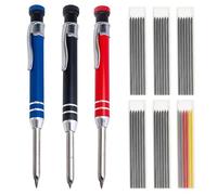 Kighdel 3 Pack Solid Carpenter Pencil with 42 Refill Sharpener, Long Head Hole Marking Pencil for Builders & Woodworking