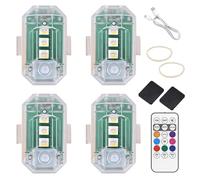Kighdel 4pcs Car Led Interior Lights, 8 Colors Ambient Lighting, USB Rechargeable, Waterproof, Remote Control, Suitable for Cars, SUVs, Trucks