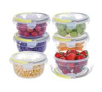 KIGI 6 PACK 10oz Plastic Round Bowls with Lid Leakproof Food Storage Container Set Small Meal Prep Containers Bento Box